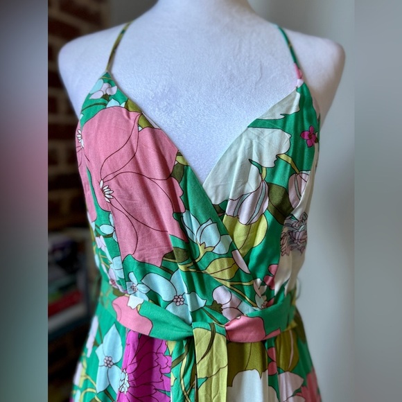 LULUS-Groovy Girl Green Floral Print Wrap Maxi Dress-size medium-NWT - Picture 7 of 14